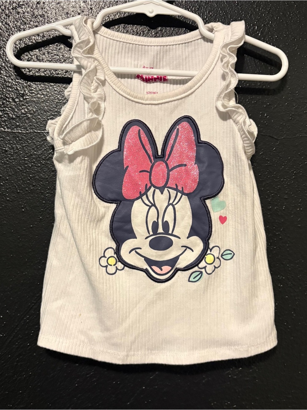 Disney Minnie Mouse White Tank Top with Pink Bow - Kids 2T